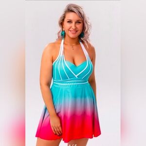Hanna Nikole Plus Size Swimdress  Flowy Two Pieces Tankini With Boyshorts